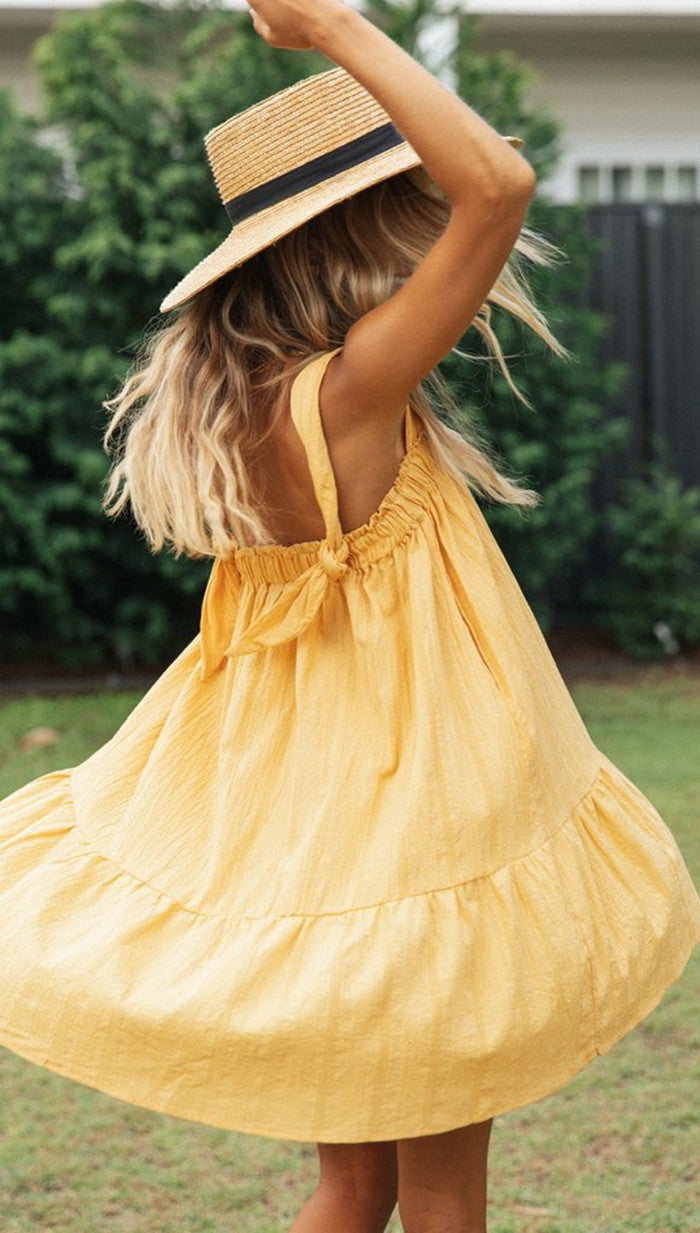 Damen luftiges Sommerkleid mit Rüschendetails und verstellbaren Trägern Drune