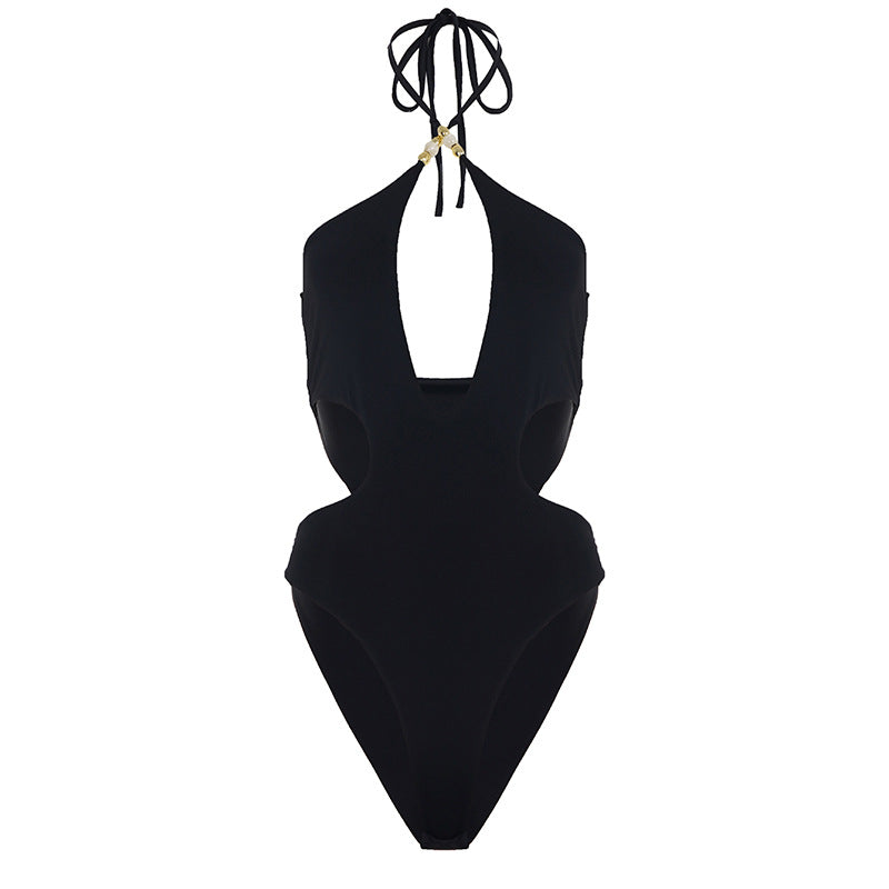 Damen Cut-Out Badeanzug mit Raffungen und verstellbaren Trägern Drune