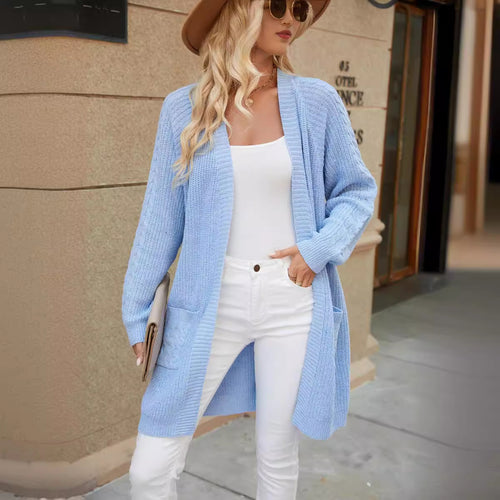 Damen lässiger Strickcardigan mit Zopfmuster und praktischen Taschen Drune