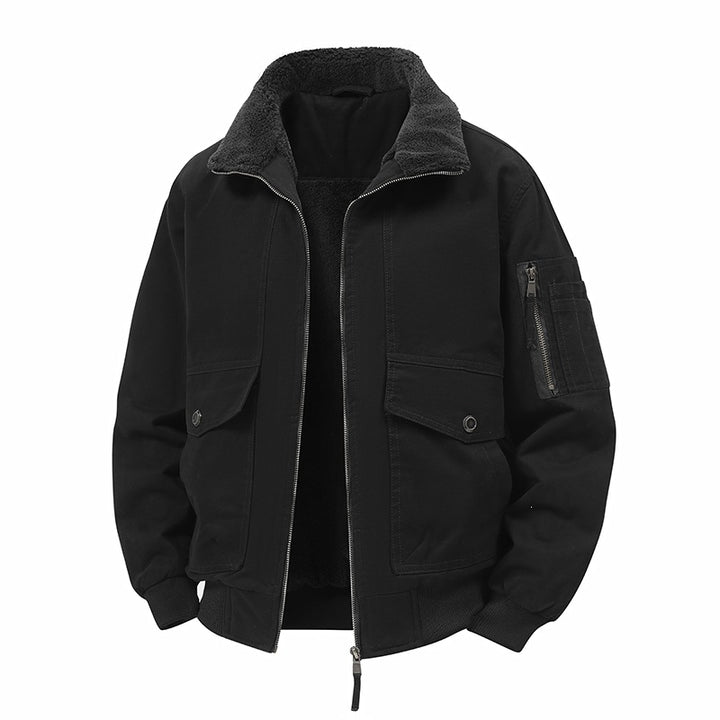 Herren Wärmende Bomberjacke mit Teddyfutter und Utility-Taschen Drune