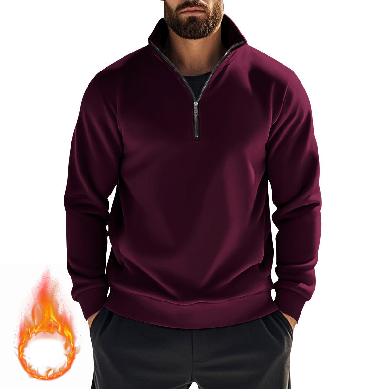 Herren nan thermischer Halbzip-Pullover mit Stehkragen und wärmendem Fleece-Innenfutter Drune