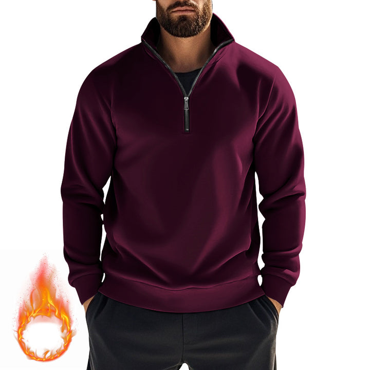 Herren nan thermischer Halbzip-Pullover mit Stehkragen und wärmendem Fleece-Innenfutter Drune
