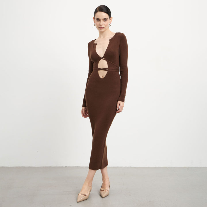 Damen Figurbetontes Strickkleid mit Cut-Out-Design Drune