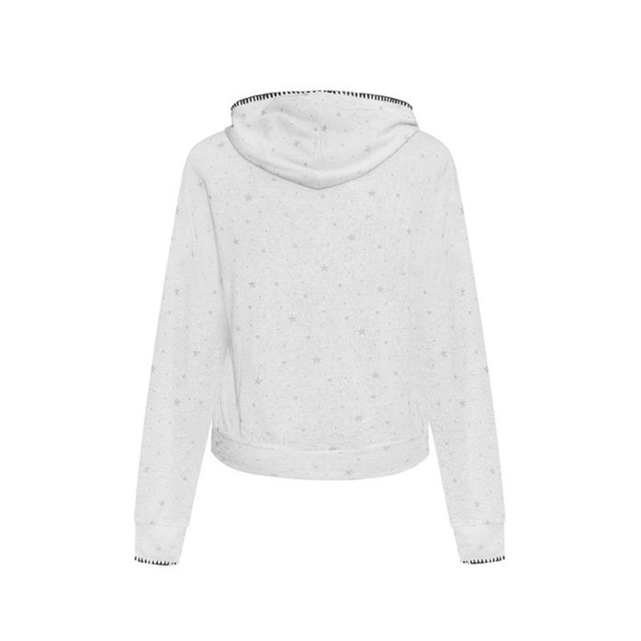 Damen Leichter Kapuzen-Zipcardigan mit Sternenallover und Ziernaht Drune