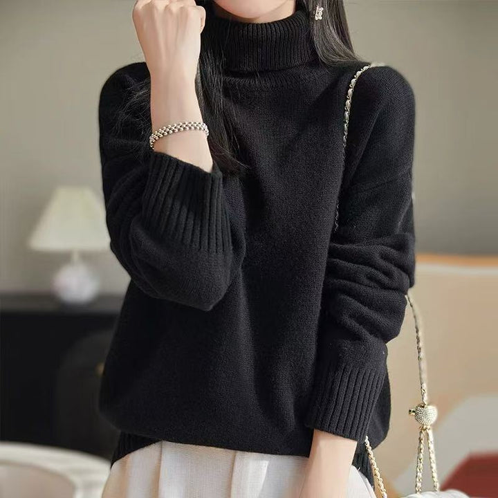 Damen Grobstrickpullover mit hohem Kragen und weichem Material Drune