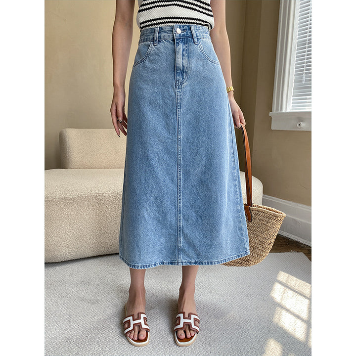 Damen Eleganter Long Denim-Rock Drune