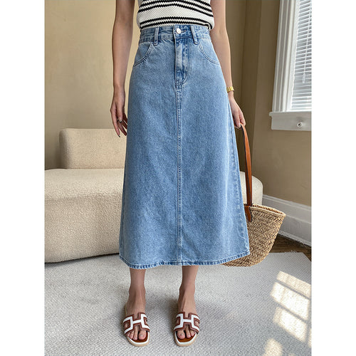 Damen Eleganter Long Denim-Rock Drune