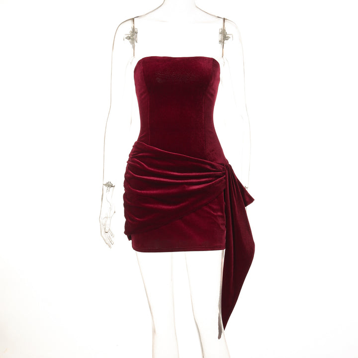 Damen Elegantes Cocktailkleid mit asymmetrischem Rüschendesign Drune