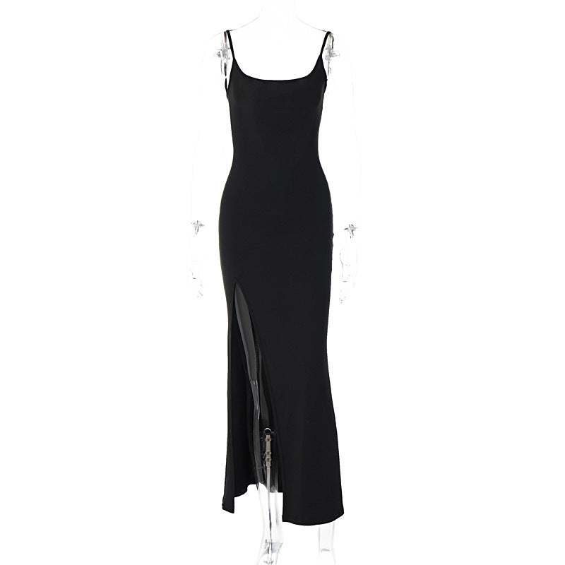 Damen elegantes Maxikleid mit seitlichem Schlitz Drune