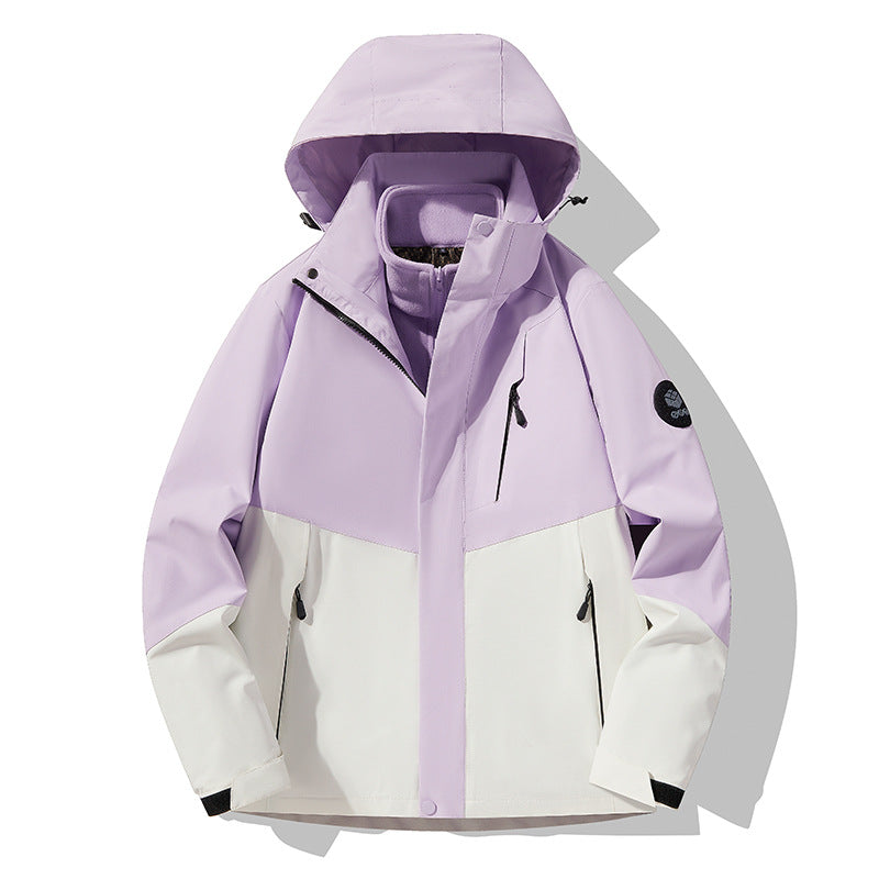 Herren dreilagige atmungsaktive Softshell-Trekkingjacke mit integriertem Fleecekragen und verstellbarer Kapuze Drune