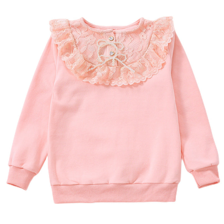 Mädchen Sweatshirt mit romantischem Spitzenkragen Drune
