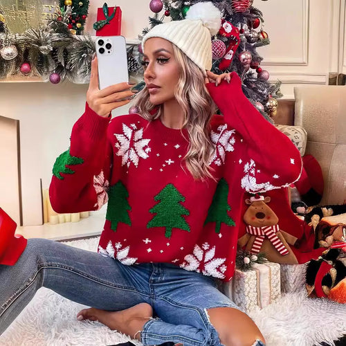 Damen Gemusterter Weihnachtspullover mit festlichem Design und gemütlicher Passform Drune