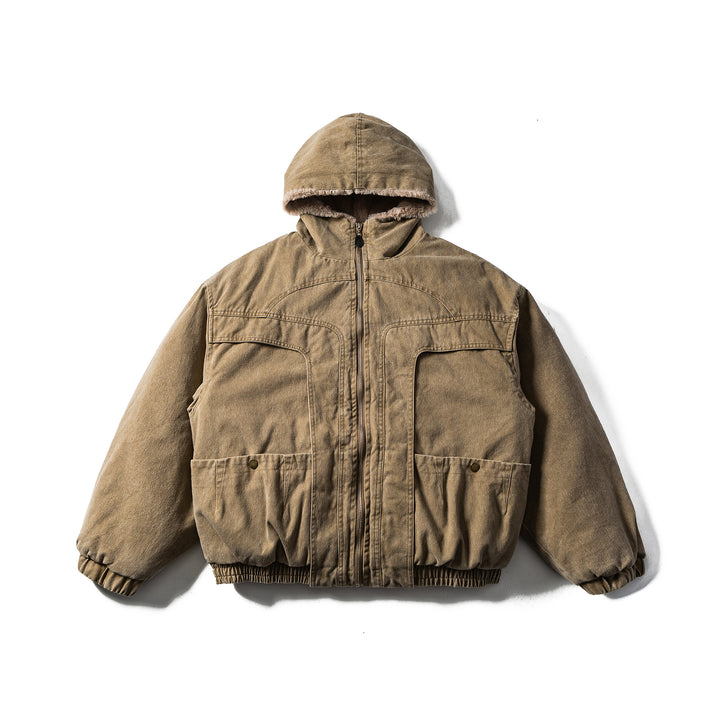 Herren Robuste Kapuzen-Fieldjacke mit Teddyfutter und Utility-Taschen Drune