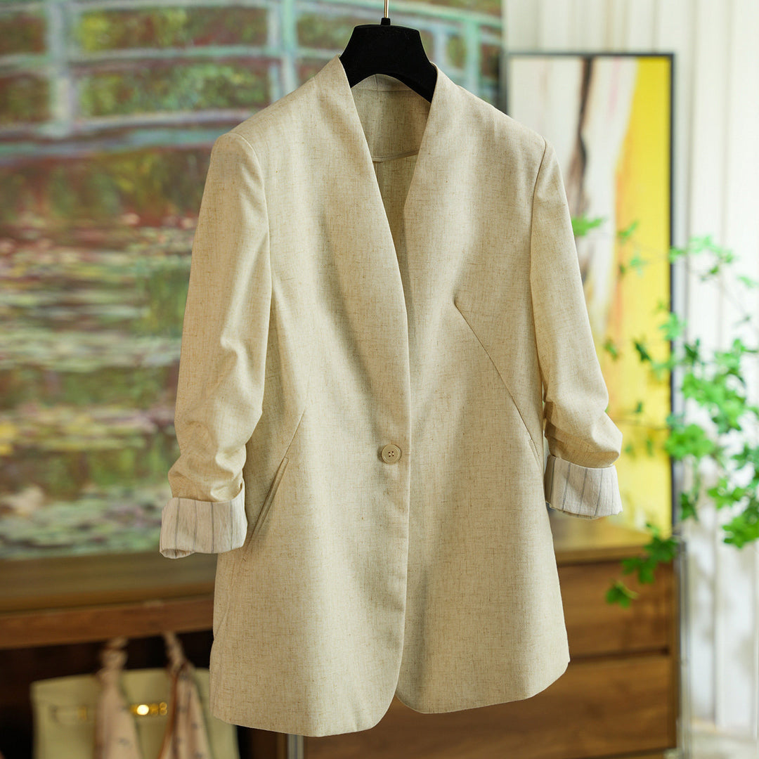 Damen Modischer Blazer mit leicht strukturierter Oberfläche Drune