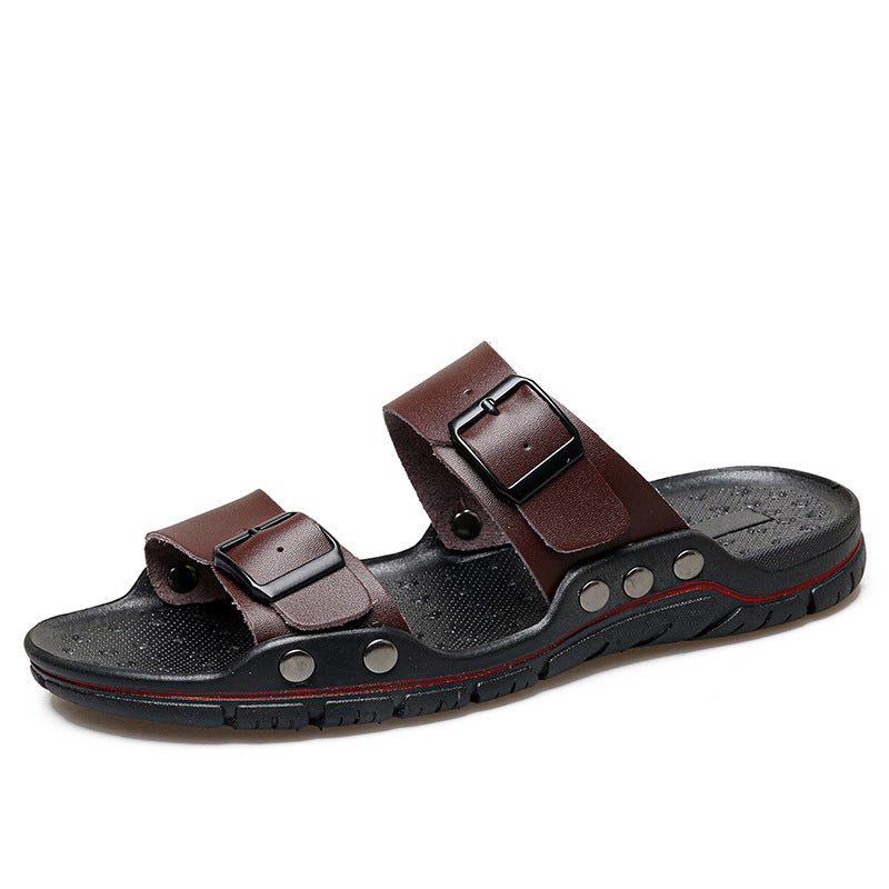 Herren Bequeme Leder-Sandalen mit verstellbaren Riemen Drune