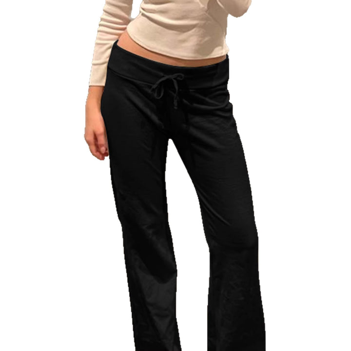 Damen Lounge-Hose mit hohem Bund, Kordelzug und geradem Bein Drune