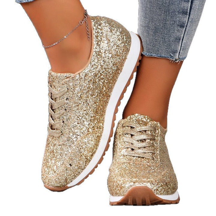Damen  glitzernde Retro-Laufsneaker mit gepolstertem Memory-Fußbett und rutschfester Profilsohle Drune