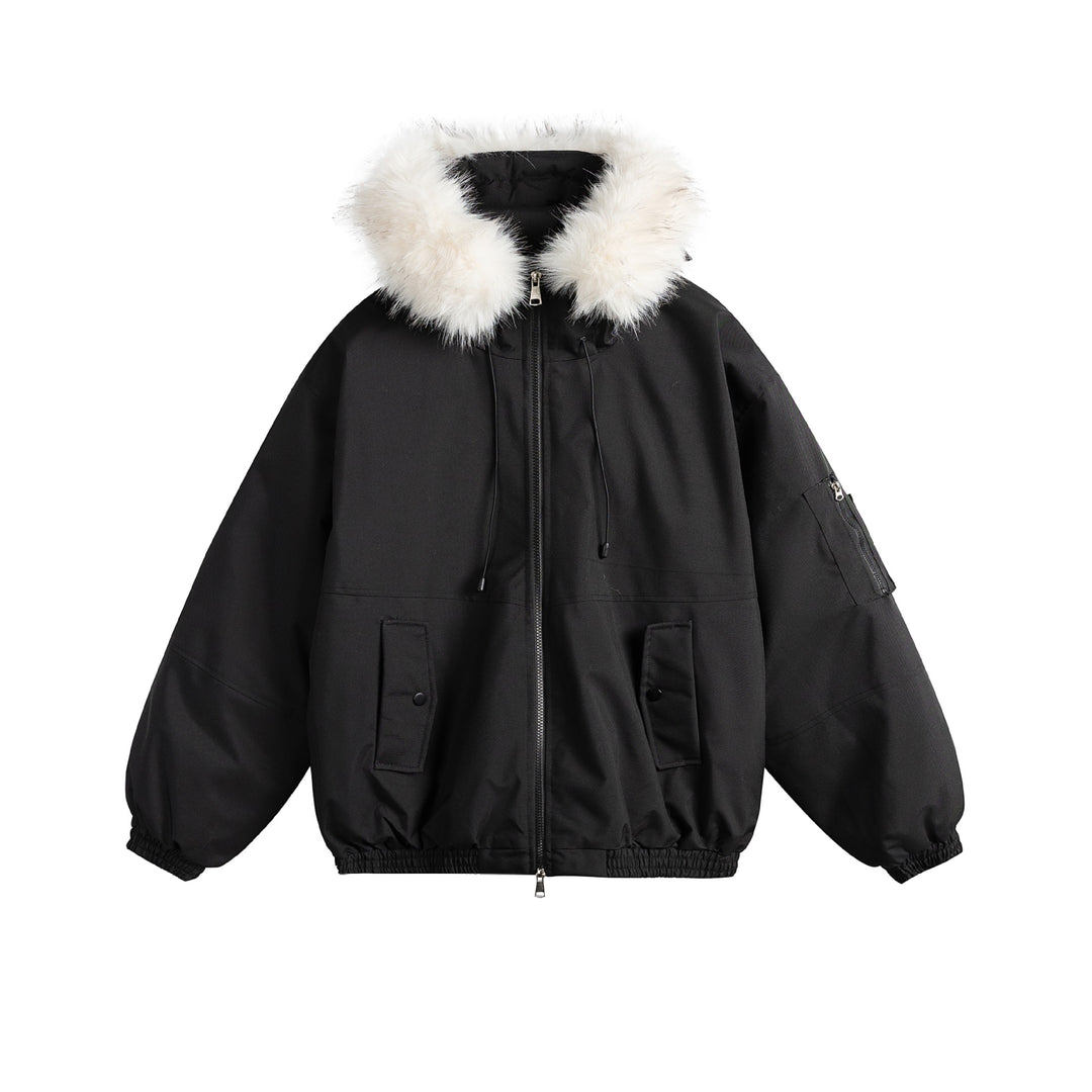 Damen Oversize-Parka im Bomberstil mit abnehmbarer Kunstfellkapuze Drune