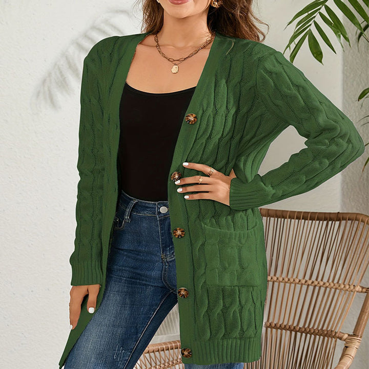 Damen Langstrickcardigan mit Zopfmuster und praktischen Taschen Drune
