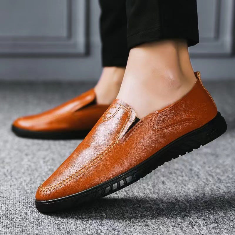 Herren Bequeme Leder Slipper Schuhe Drune