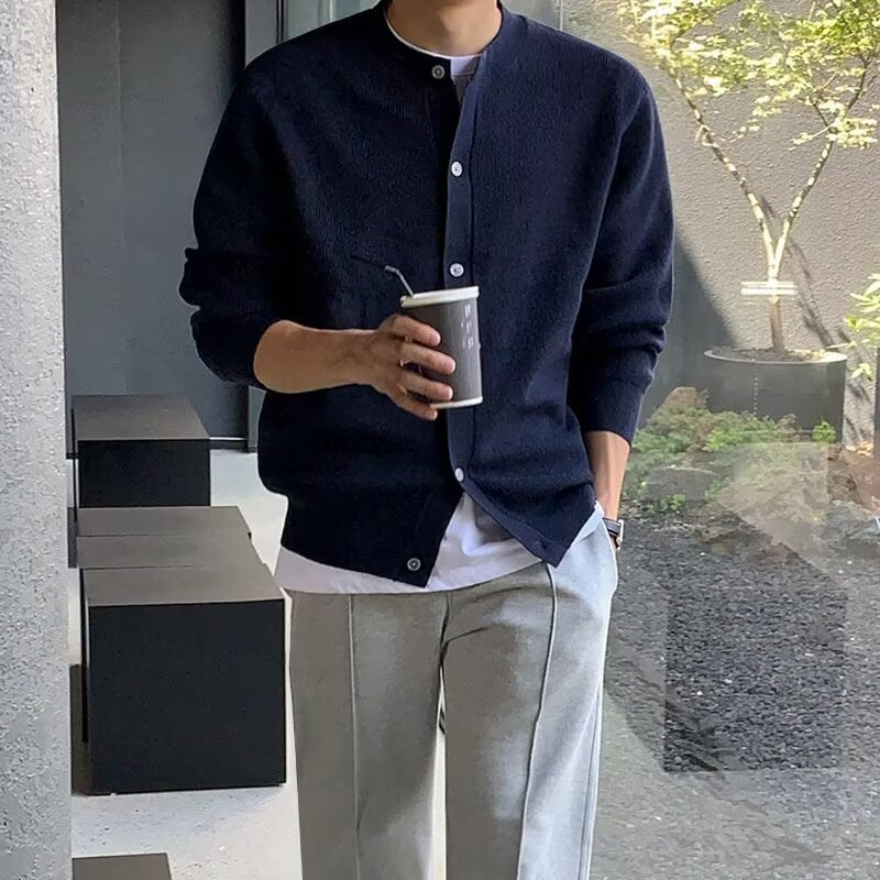 Herren Modischer Cardigan mit Knopfleiste Drune