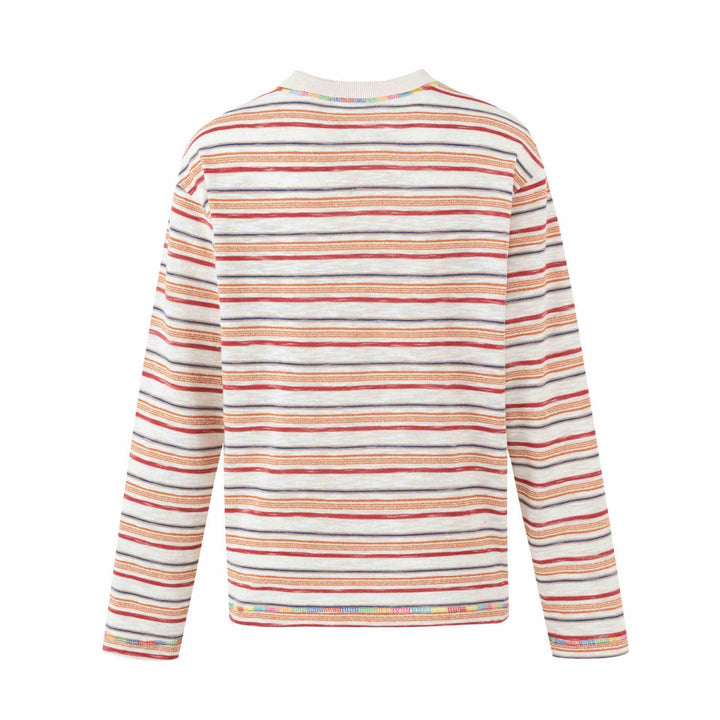 Damen Leichtes gestreiftes Langarm-Strickshirt mit Rundhalsausschnitt Drune