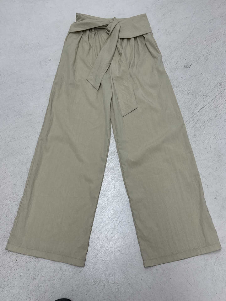 Damen nan Highwaist Leinenhose mit weitem Bein und dekorativem Bindegürtel Drune