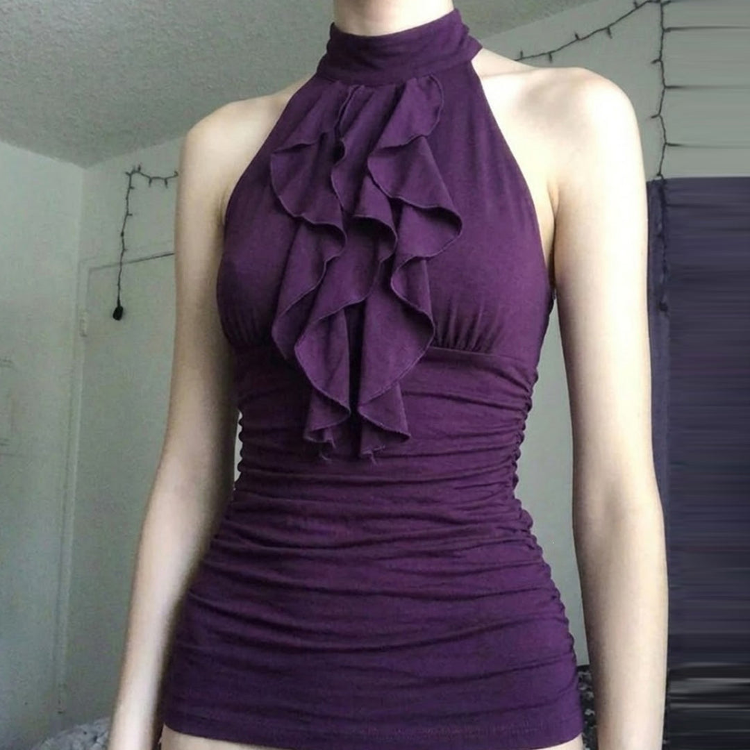 Damen Haltertop mit elegantem Rüschendesign Drune
