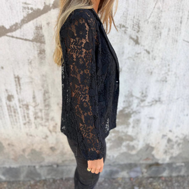 Damen transparente Spitzenjacke mit modernem Schnitt und elegantem Detail Drune