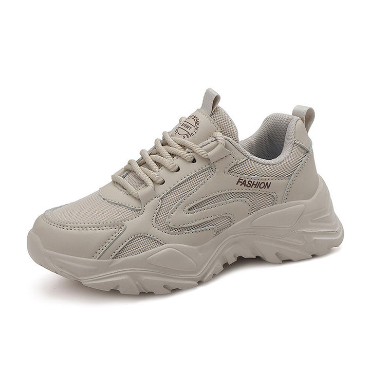 Damen nan voluminöser Plateau-Lifestyle-Sneaker mit Mesh- und Kunstledermix, gepolsterter Ferse und profiliertem Dämpfungssockel Drune