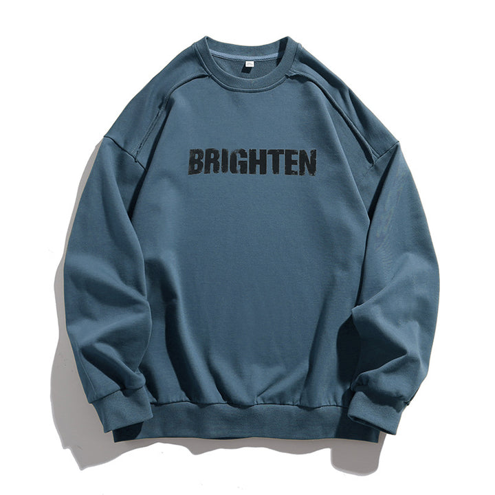 Unisex Oversize‑Sweatshirt mit Distressed‑Raglan, Statement‑Print und geripptem Saum Drune