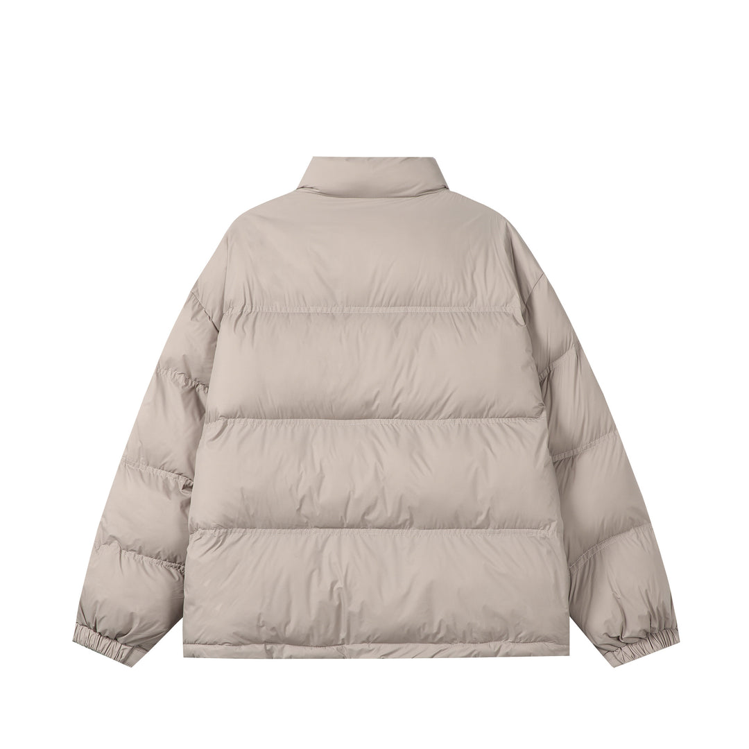 Unisex Kurz geschnittene wattierte Oversize-Jacke mit hohem Stehkragen und Logo-Print Drune