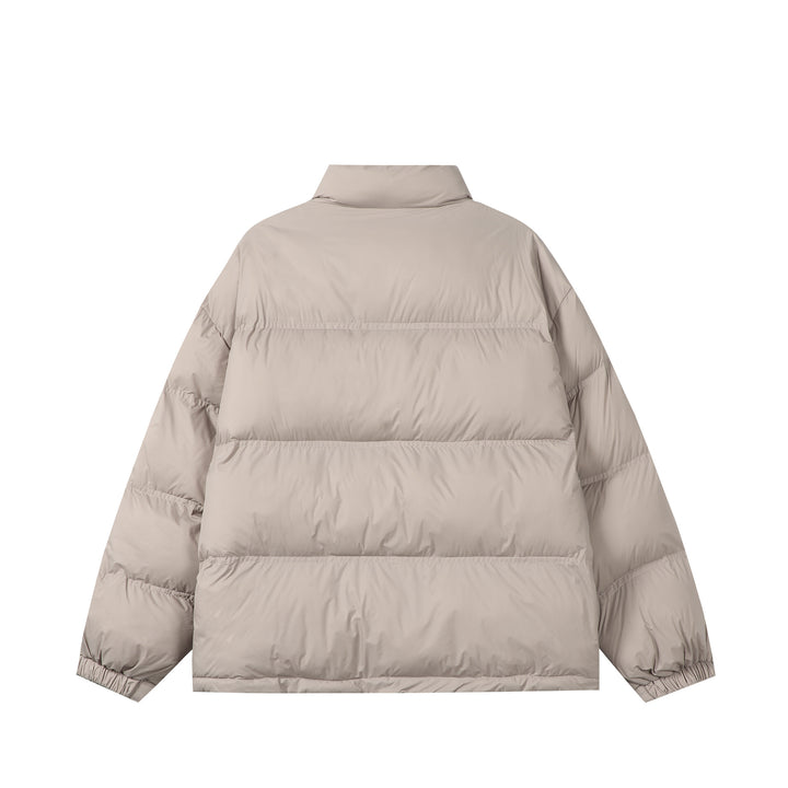 Unisex Kurz geschnittene wattierte Oversize-Jacke mit hohem Stehkragen und Logo-Print Drune