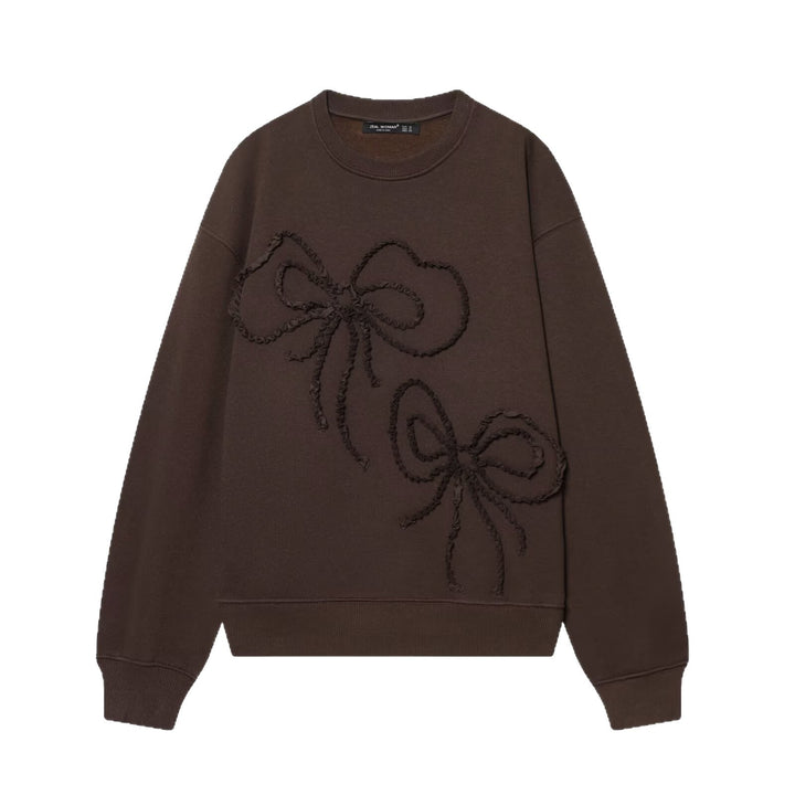 Damen Cropped Boxy Sweatshirt mit 3D-Schleifenapplikation Drune