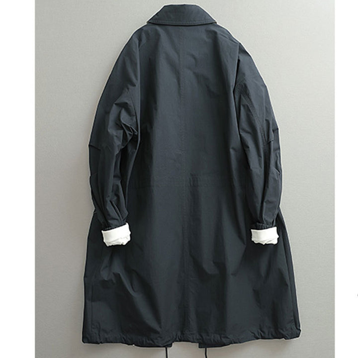 Damen Oversize-Trenchcoat aus atmungsaktivem Baumwollmischgewebe mit verdeckter Knopfleiste Drune