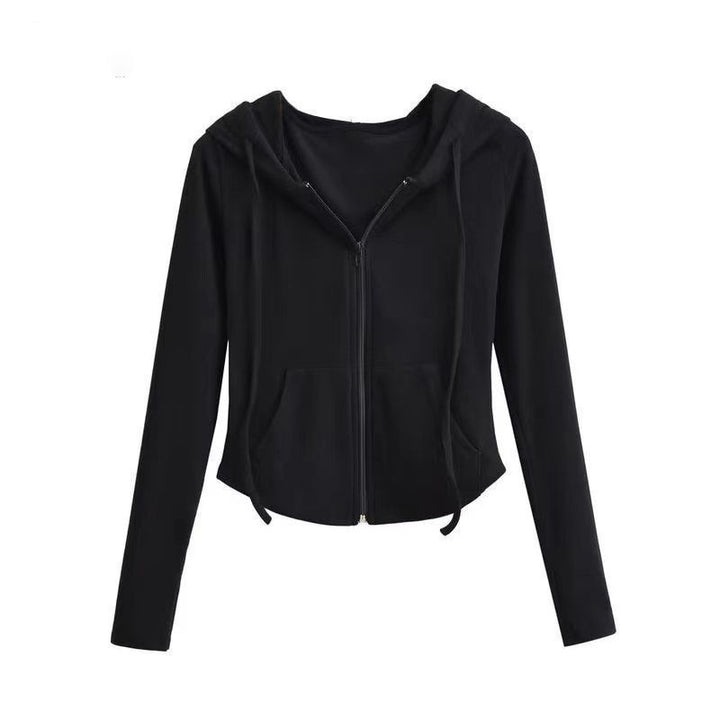 Damen sportliche Kapuzenjacke mit Reißverschluss und gemütlichem Schnitt Drune