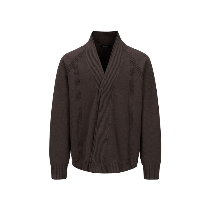 Herren Grobstrick-Cardigan mit Schalkragen und Rippenbündchen Drune