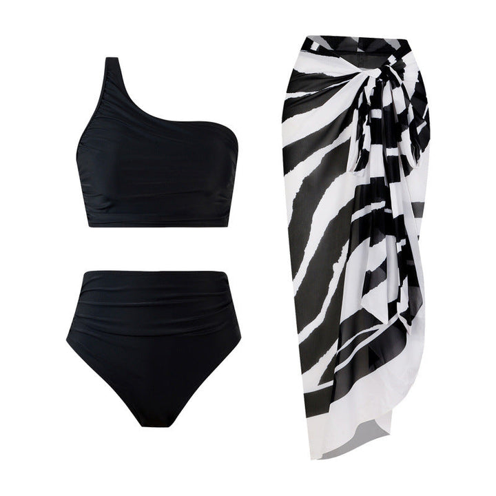 Damen Bikini-Set mit elegantem asymmetrischen Oberteil und hohem Taillenslip Drune