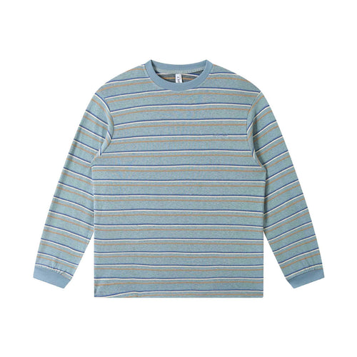 Unisex Fein gestricktes Langarmshirt mit Streifenstruktur und geripptem Rundhals Drune