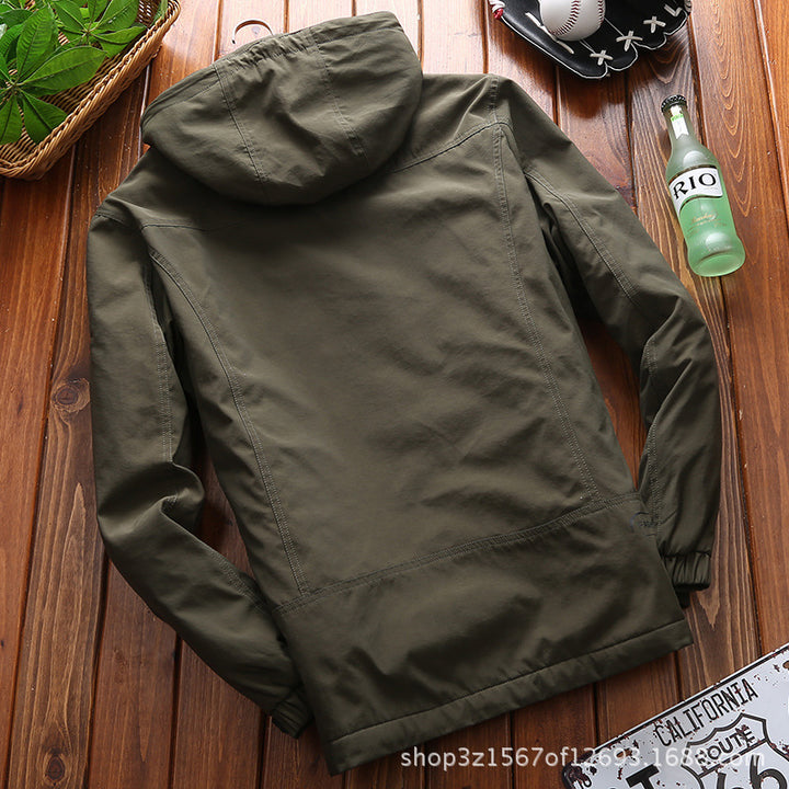 Herren nan wind- und wasserabweisende Parka‑Fieldjacke mit abnehmbarer Kapuze und Sherpa Futter Drune