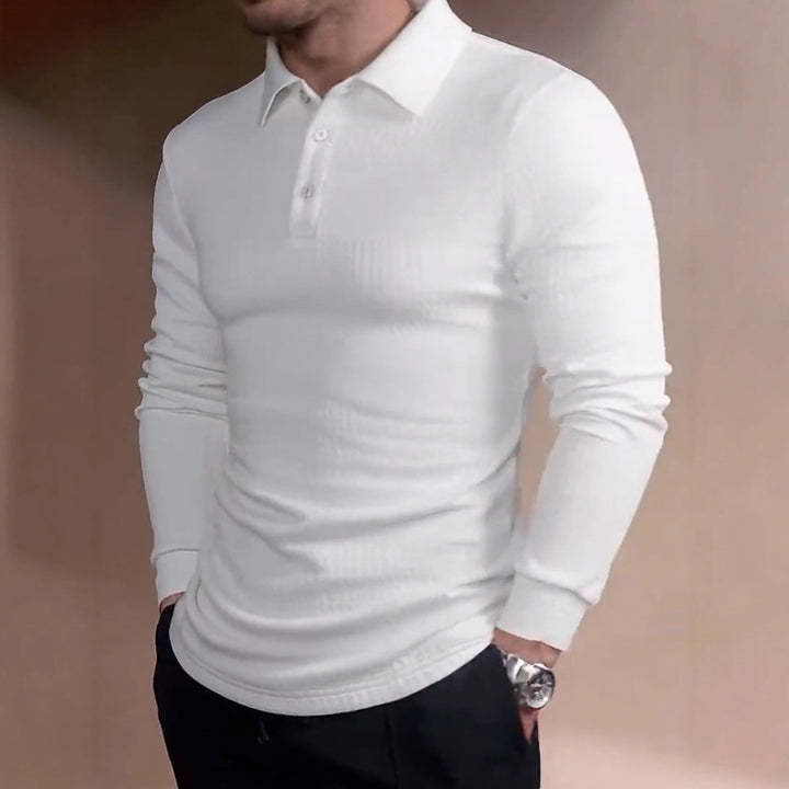 Herren nan tailliertes Waffelstrick-Poloshirt mit klassischem Polokragen Drune