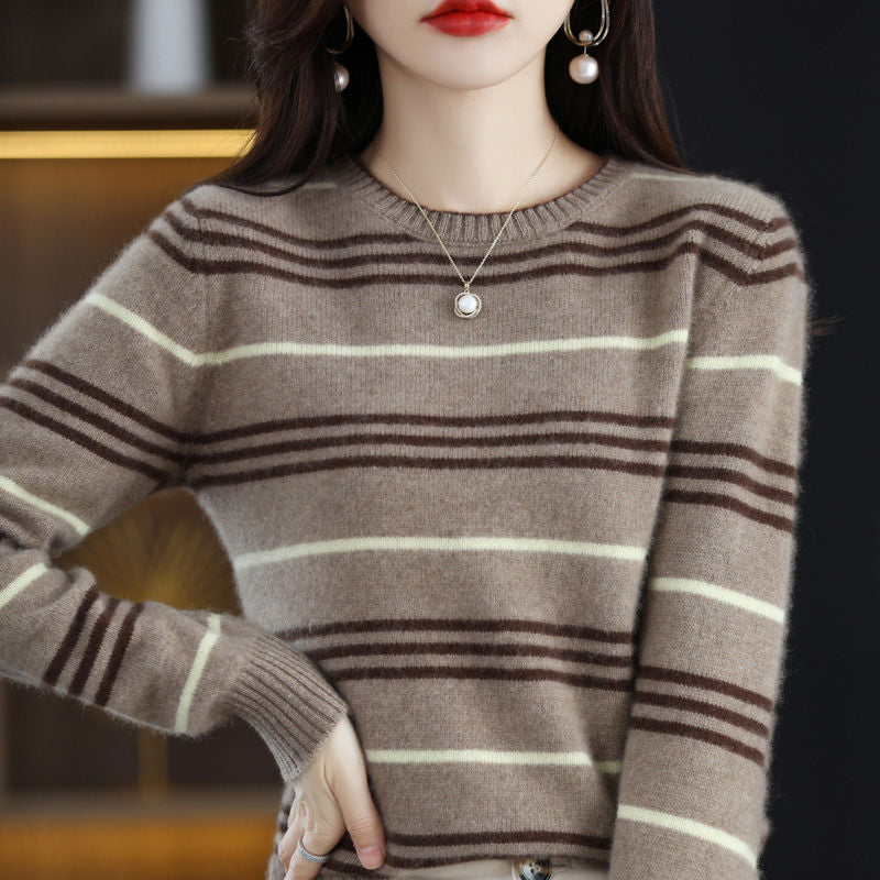 Damen moderner und gemütlicher Streifenpullover Drune