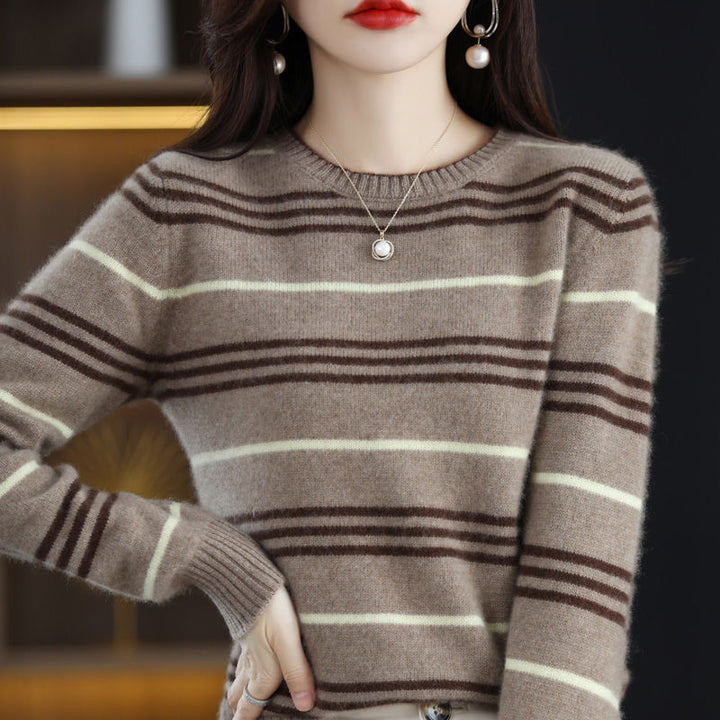 Damen moderner und gemütlicher Streifenpullover Drune
