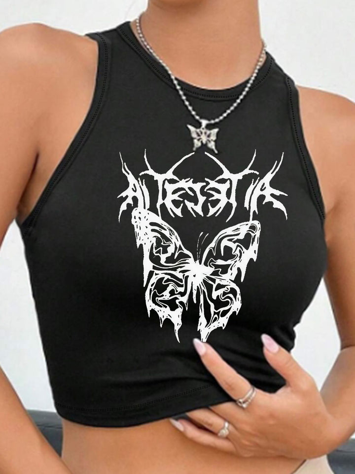 Damen Crop-Top mit einzigartigem Design und modischem Schriftzug Drune