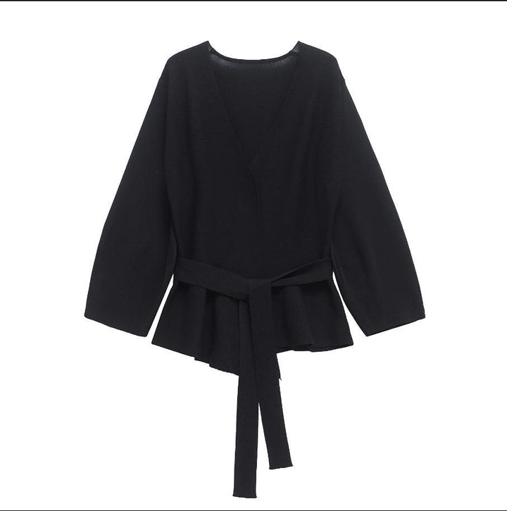Damen 50+ Wickelcardigan mit V‑Ausschnitt, Taillenband und leichtem Schößchen Drune