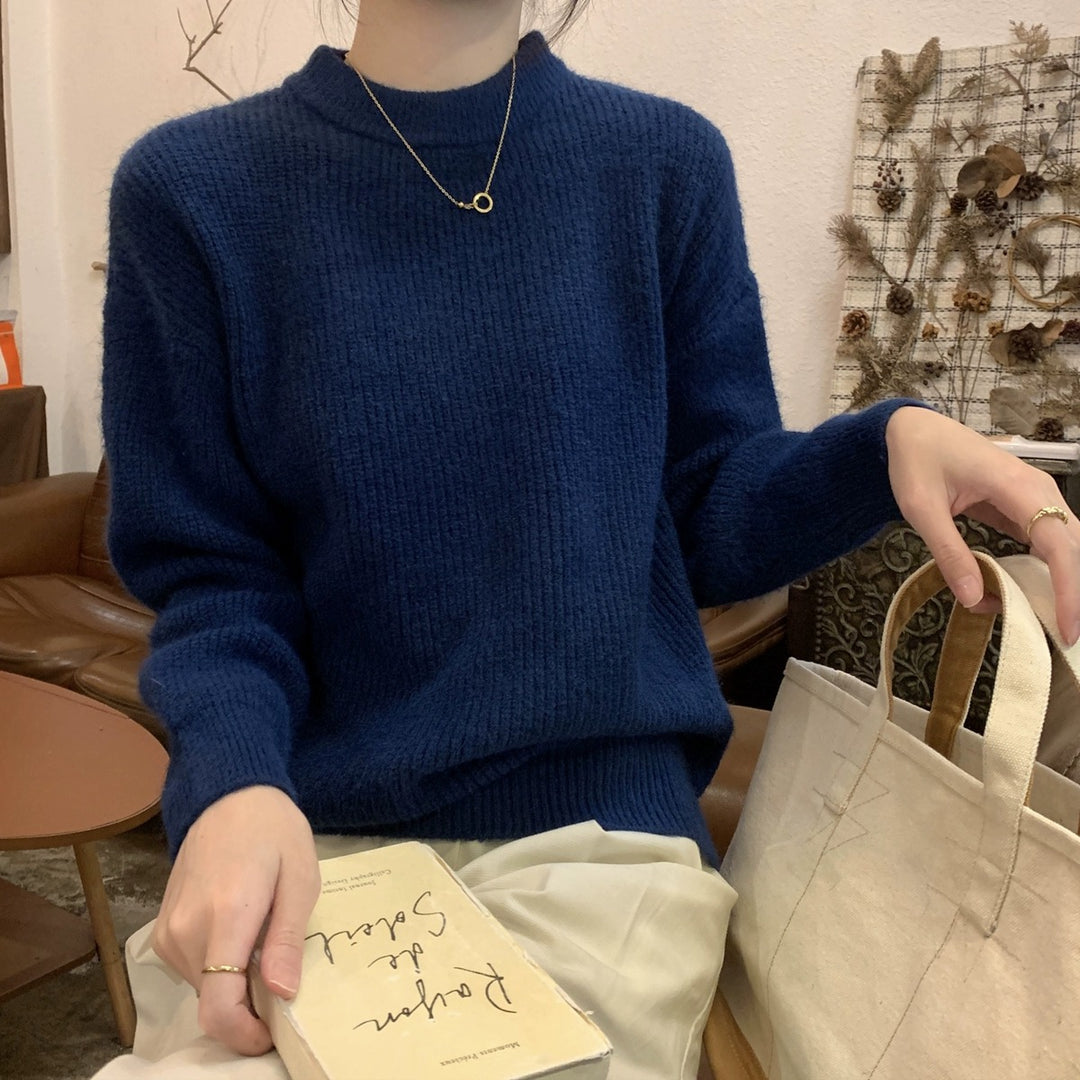 Damen bequemer Strickpullover mit feinem Rippenmuster und lässigem Schnitt Drune