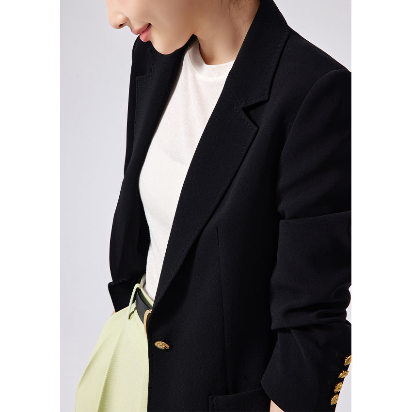 Damen Taillierter Longline-Blazer mit aufgesetzten Taschen, Ein-Knopf-Verschluss und leicht gerafften Ärmeln Drune