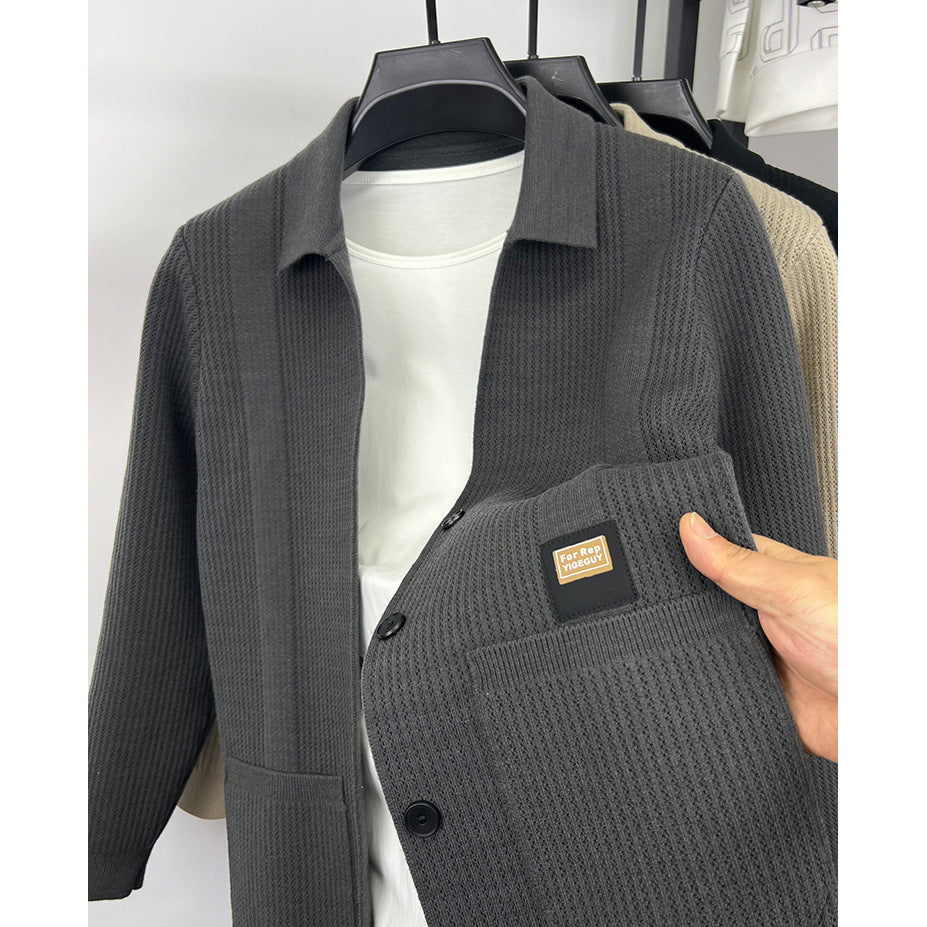 Herren Modische Strickjacke mit Lochmuster Drune