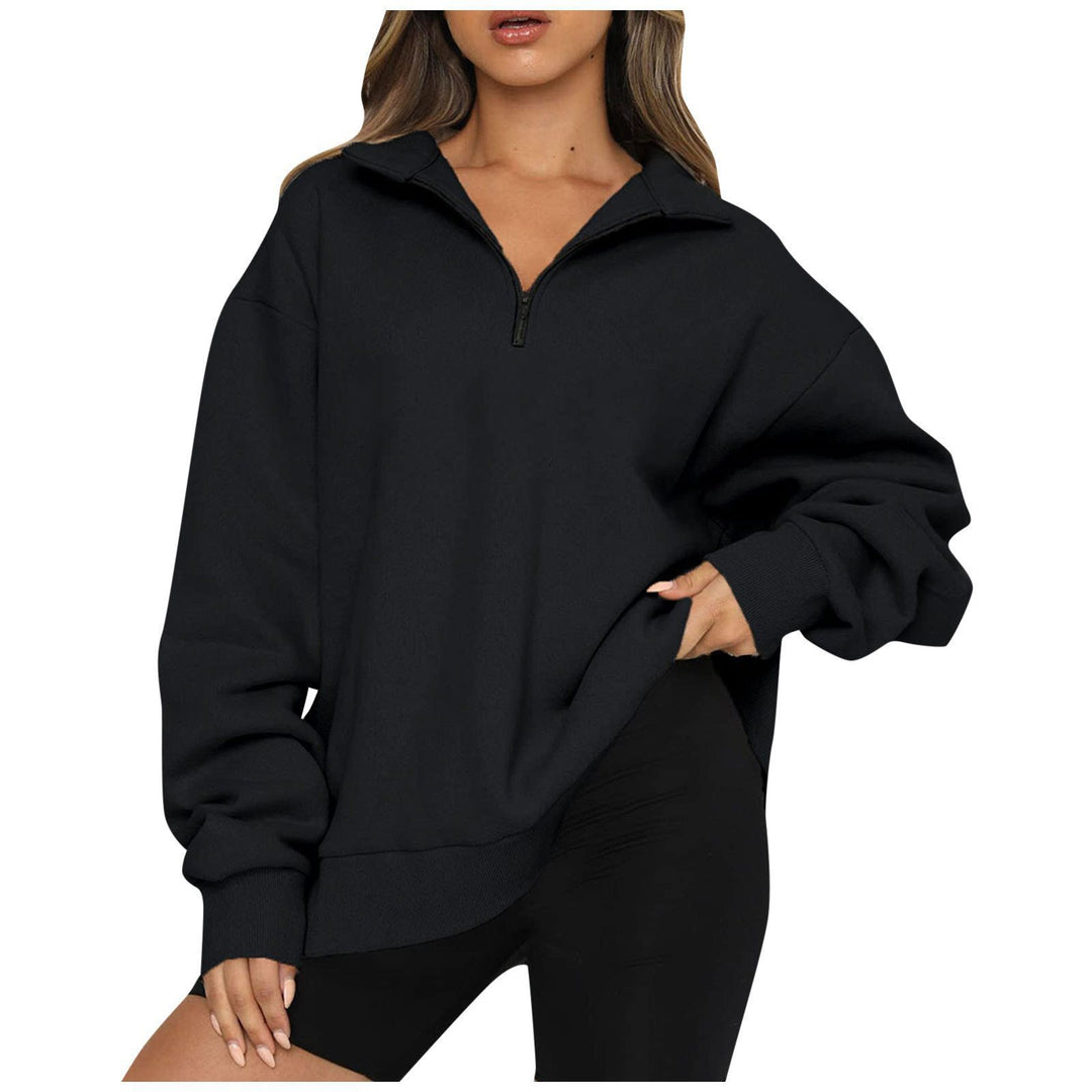Damen Sportlicher Sweater mit Halbreißverschluss und oversized Passform Drune
