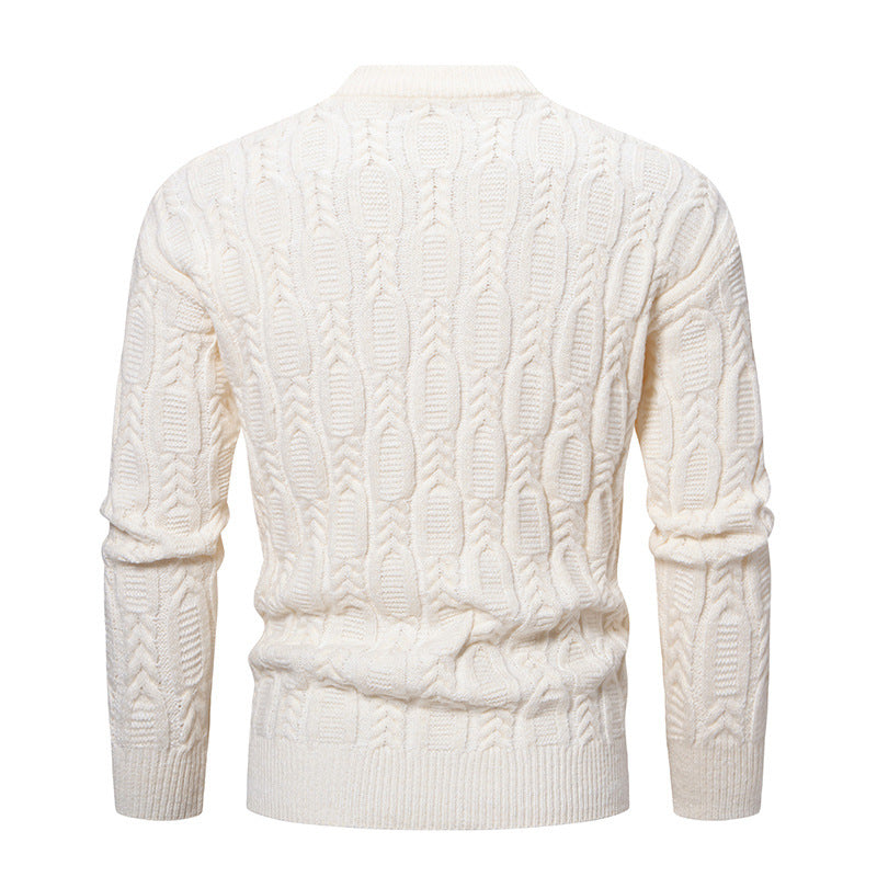 Herren Strickpullover mit Zopfdesign und hohem Kragen Drune
